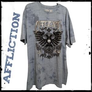 AFFLICTION Machine Squad Short Sleeve Blue T-Shirt Double Eagles Men's 4X